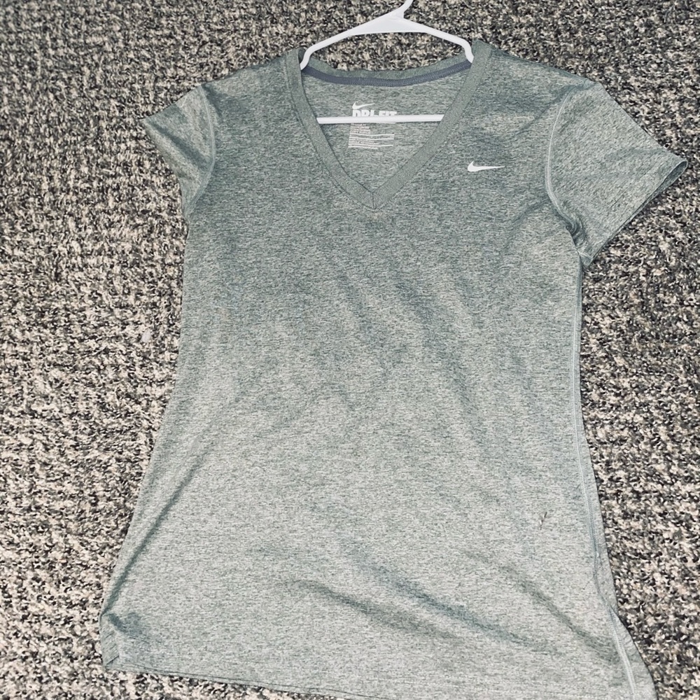 Gray Nike V-Neck Dri-Fit Tee